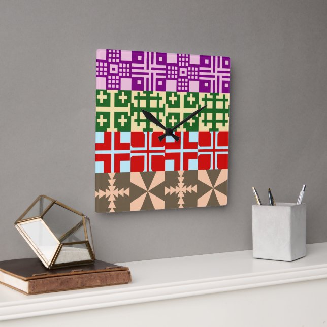 Christian Cross Pattern 1 Square Wall Clock (Office)