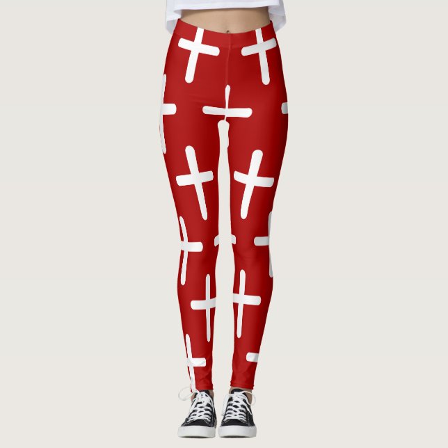 Christian cross pattern design  leggings (Front)