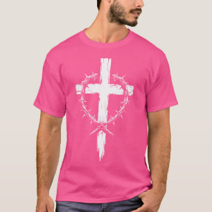 Christian Cross Punk Art Crown Of Thorns Jesus Chr T-Shirt