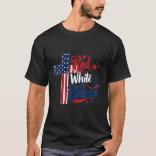 Christian Cross Red White Blessed 4th Of July Men T-Shirt
