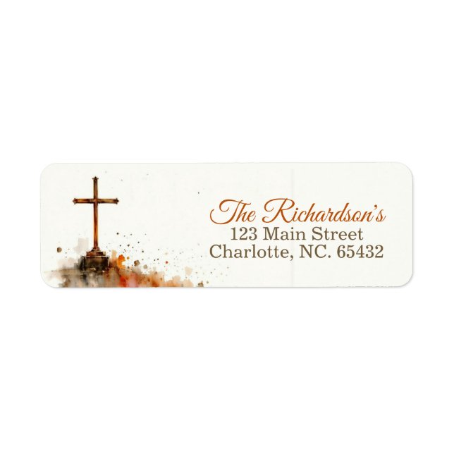 Christian Cross Return Address Label (Front)