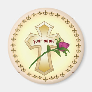 Christian Cross Rose magnet