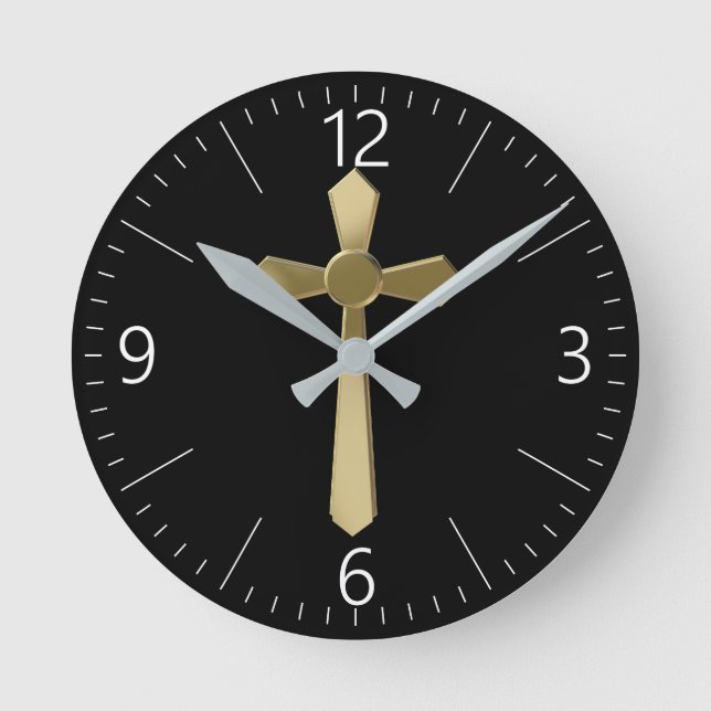 Christian cross round clock (Front)