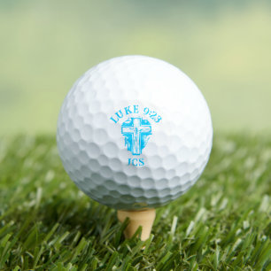 Christian Cross Rustic Monogrammed Verse Blue Golf Balls