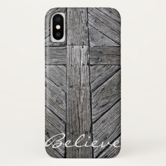 Christian cross rustic wood monogram Case-Mate iPhone case