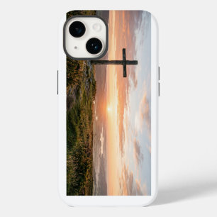 Christian Cross Scenic Hillside Sunset iPhone Case