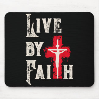 Christian Cross Scripture Live By Faith  Mouse Pad