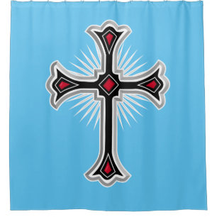 Christian cross shower curtain