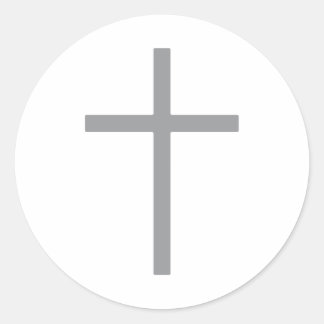 Christian Cross Silver Round Classic Round Sticker