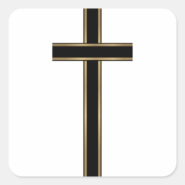 Christian cross square sticker (Front)