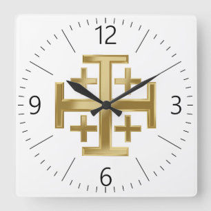 Christian cross square wall clock