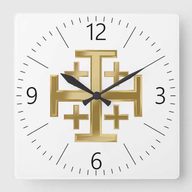 Christian cross square wall clock (Front)