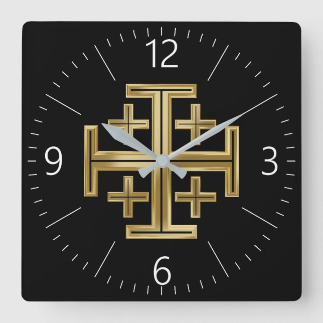 Christian cross square wall clock (Front)