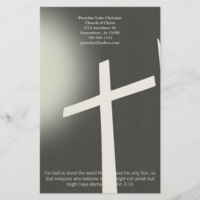Christian Cross Stationery On Black (Front)