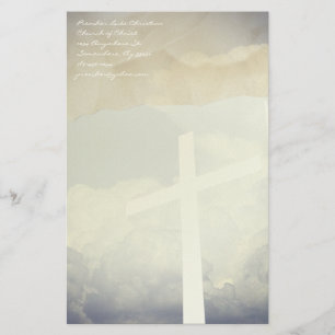 Christian Cross Stationery On Clouds