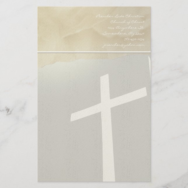 Christian Cross Stationery On Grey (Front)