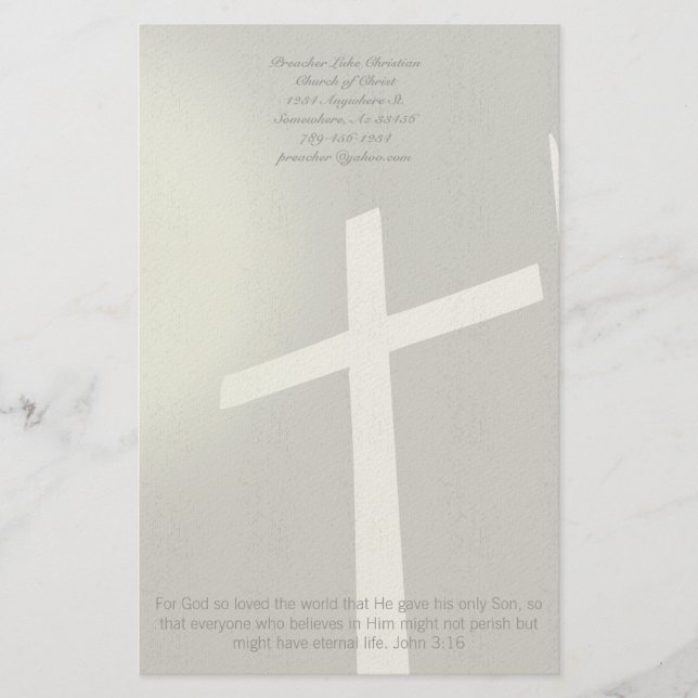 Christian Cross Stationery On Grey (Front)