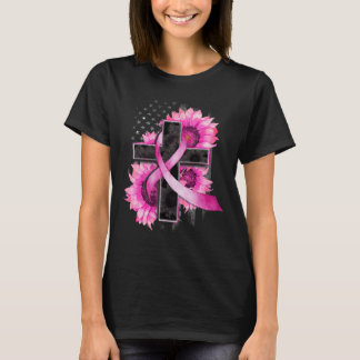 Christian Cross Sunflower Breast Cancer Awareness T-Shirt