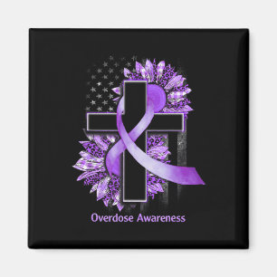 Christian Cross Sunflower Overdose Awareness Magnet