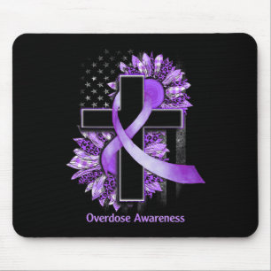 Christian Cross Sunflower Overdose Awareness  Mouse Pad