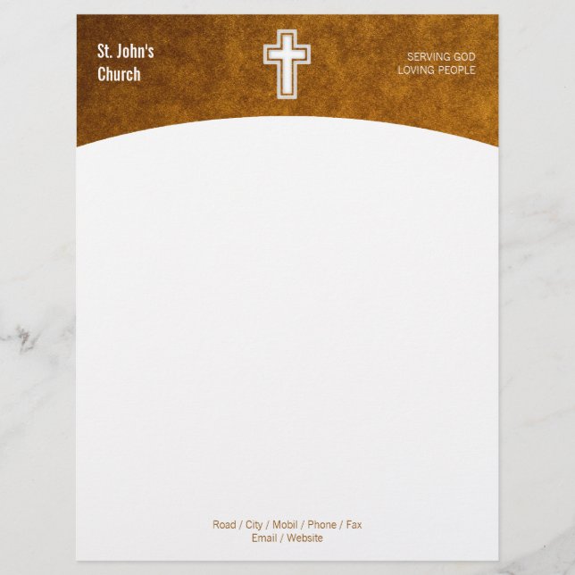 Christian Cross Symbol Gold Letterhead (Front)