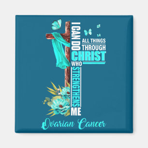Christian Cross Teal Ribbon Survivor Graphic Art Magnet