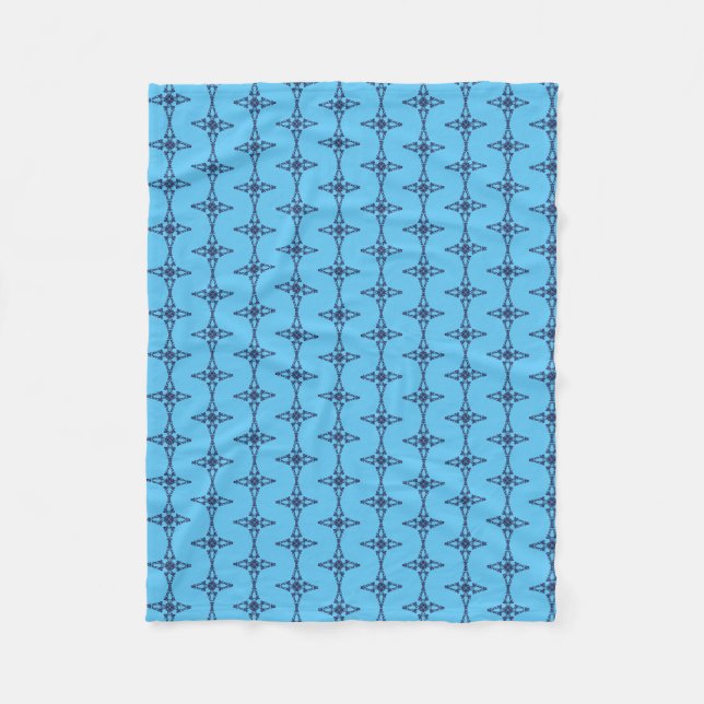 Christian Cross with Blue Ornament Fleece Blanket (Front)