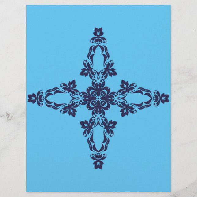 Christian Cross with Blue Ornament Flyer (Front)