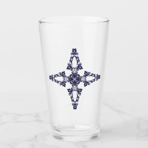 Christian Cross with Blue Ornament Glass