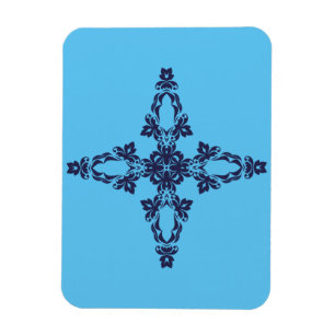 Christian Cross with Blue Ornament Magnet