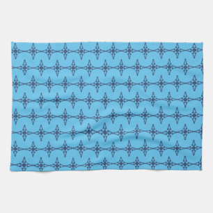 Christian Cross with Blue Ornament Tea Towel