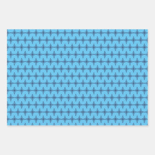 Christian Cross with Blue Ornament Wrapping Paper Sheet