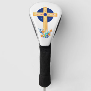 Christian Cross with Flowers Golf Head Cover