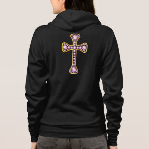 Christian Cross with "Rose Quartz" Stones Hoodie