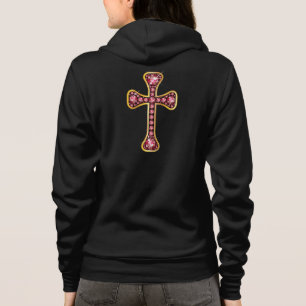 Christian Cross with "Ruby" Stones Hoodie