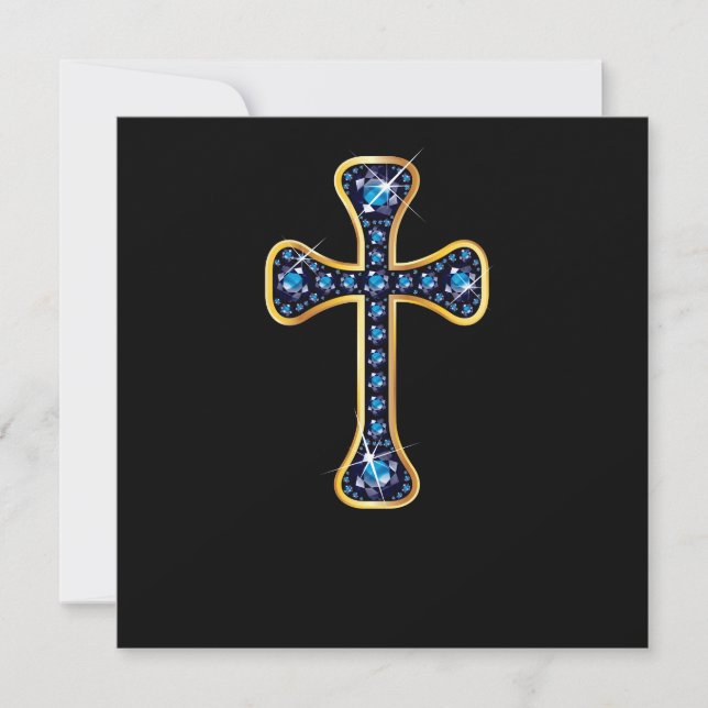 Christian Cross with "Sapphire" Stones (Front)