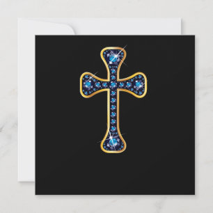 Christian Cross with "Sapphire" Stones