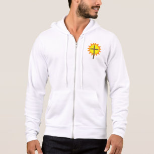 Christian Cross with Yellow Sun and Orange Rays Hoodie