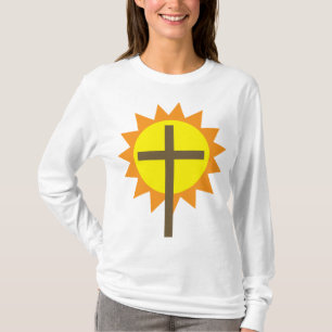 Christian Cross with Yellow Sun and Orange Rays T-Shirt