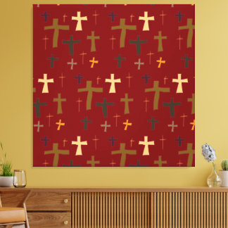 Christian Crosses on Red background Canvas Print