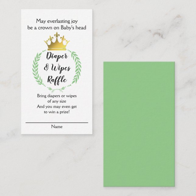 Christian Crown DIAPERS WIPES RAFFLE Enclosure Card (Front/Back)