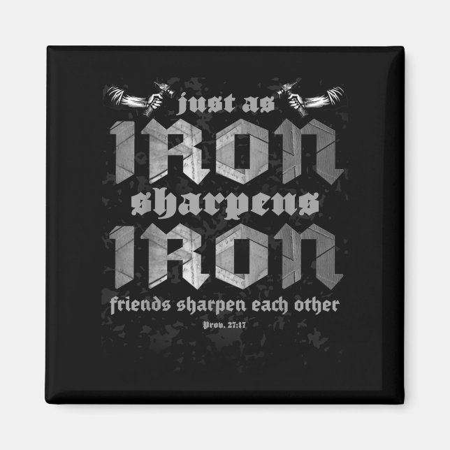Christian Dad Iron Sharpens Iron Bible Proverbs Ve Magnet (Front)