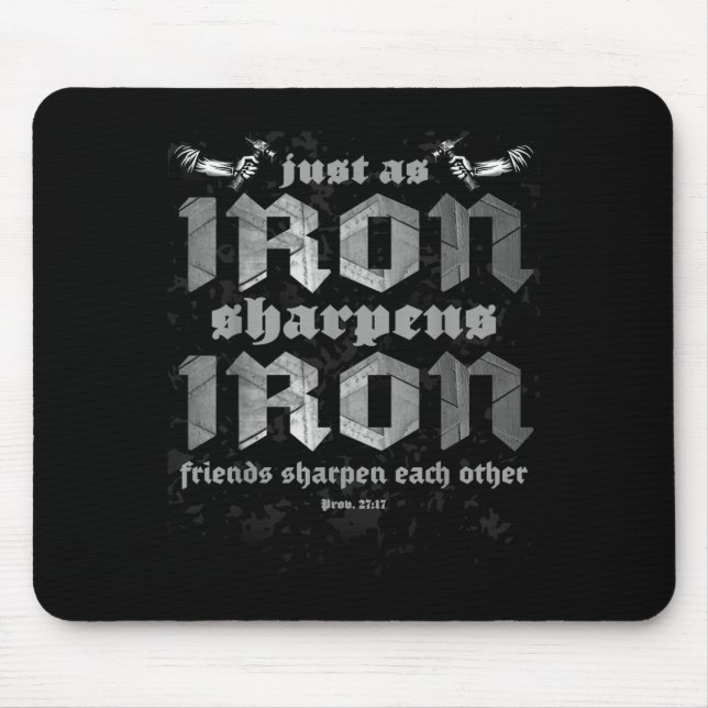 Christian Dad Iron Sharpens Iron Bible Proverbs Ve Mouse Pad (Front)