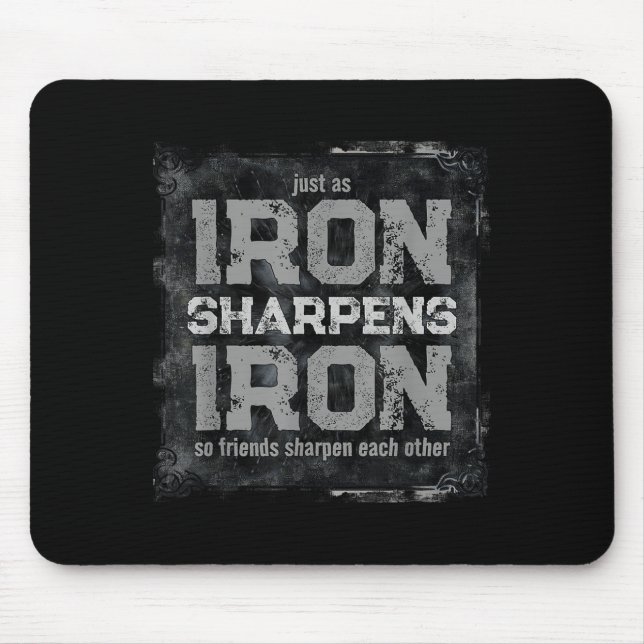 Christian Dad Iron Sharpens Iron Scripture Verse B Mouse Pad (Front)