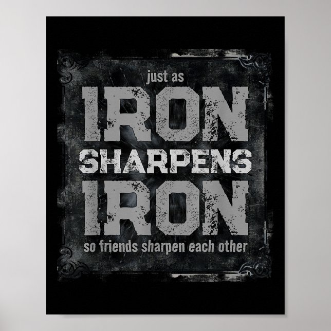 Christian Dad Iron Sharpens Iron Scripture Verse B Poster (Front)
