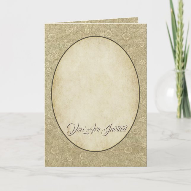 Christian Damask Wedding Invitation Cream/Tan (Front)