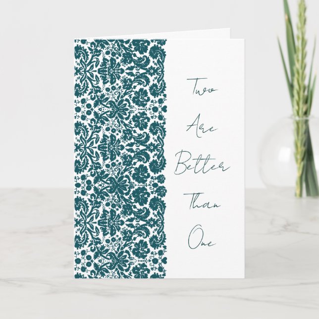 Christian Damask Wedding Invitation Two Are Better (Front)