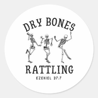 Christian Dancing Skeleton Dry Bone Rattling Bible Classic Round Sticker