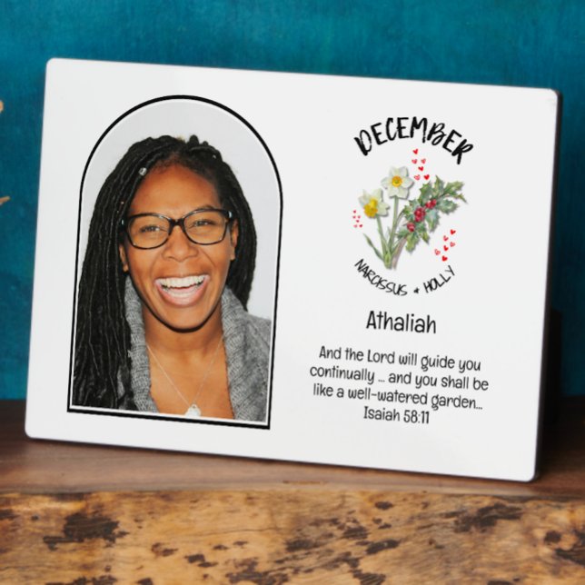 Christian DECEMBER Birth Month Flower NAME PHOTO Plaque (Creator Uploaded)