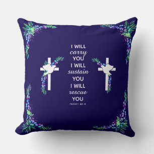 Christian Decorative Pillow with Bible Verse Cross